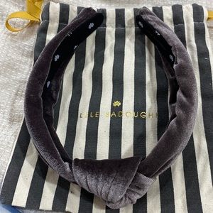 Lele Sadoughi Pewter Gunmetal Velvet Knot Headband